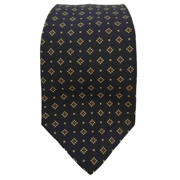 St Michael Mens Silk Neck Tie Blue Gold Red Geometric Dressy Necktie Made in UK - Picture 6 of 8